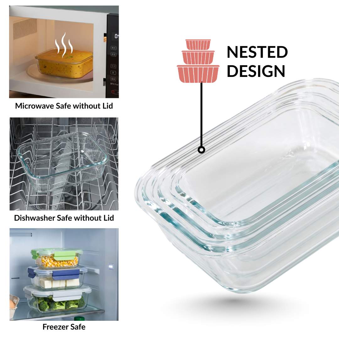 Food Containers With Air Vents Set Of 3 370ml 660ml 1000ml