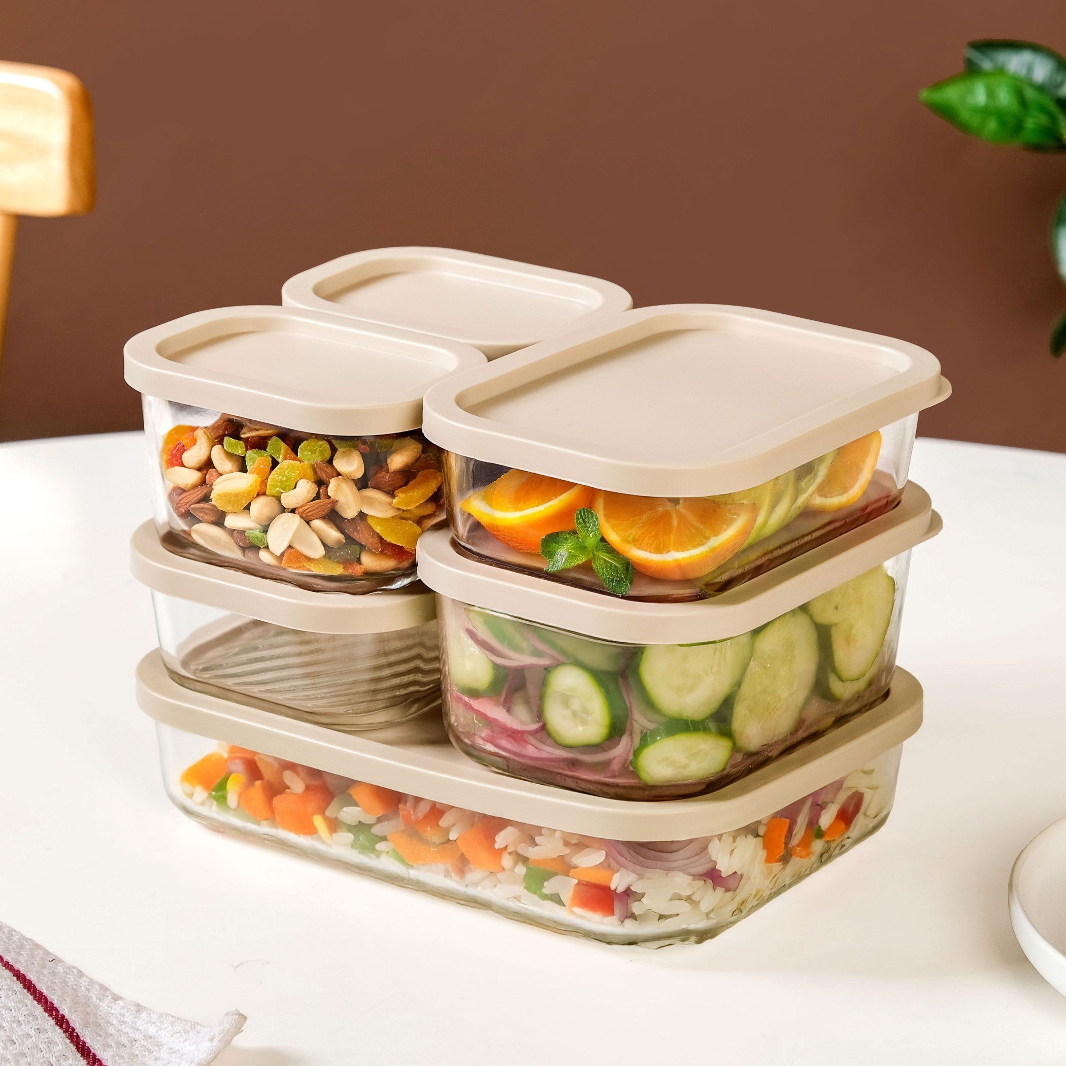 Stackable Glass Food Storage Container Set Of 6 S 310ml M 520ml L 750ml XL 1200ml