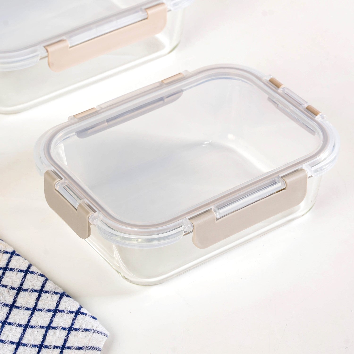 Microwave Safe Stackable Food Storage Box Set Of 4 Beige S 370ml M 600ml L 1000ml XL 1500ml