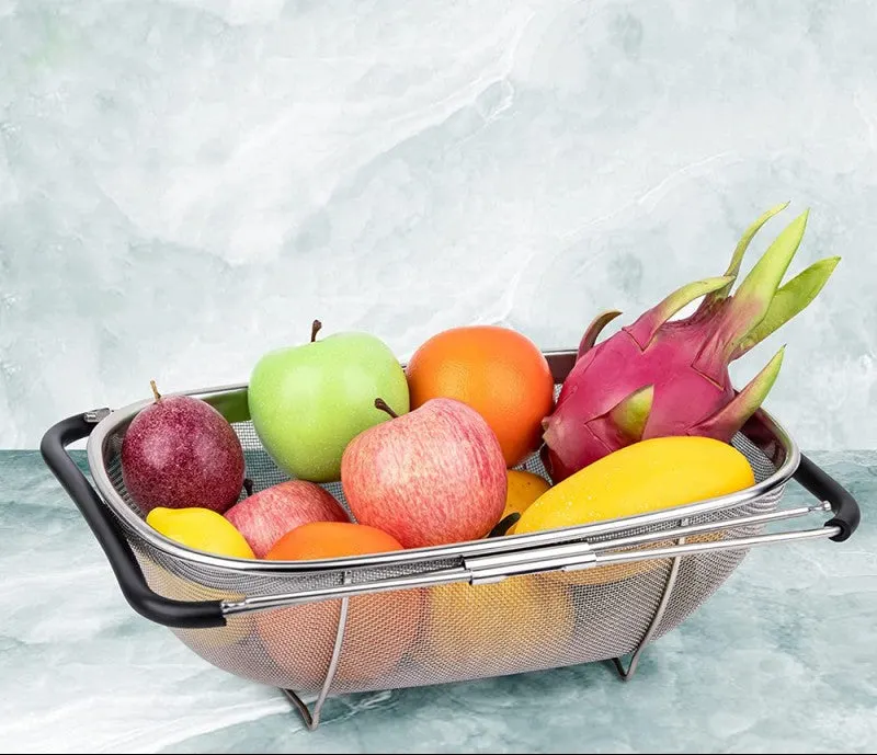 Over The Sink Colander Strainer Basket Stainless Steel