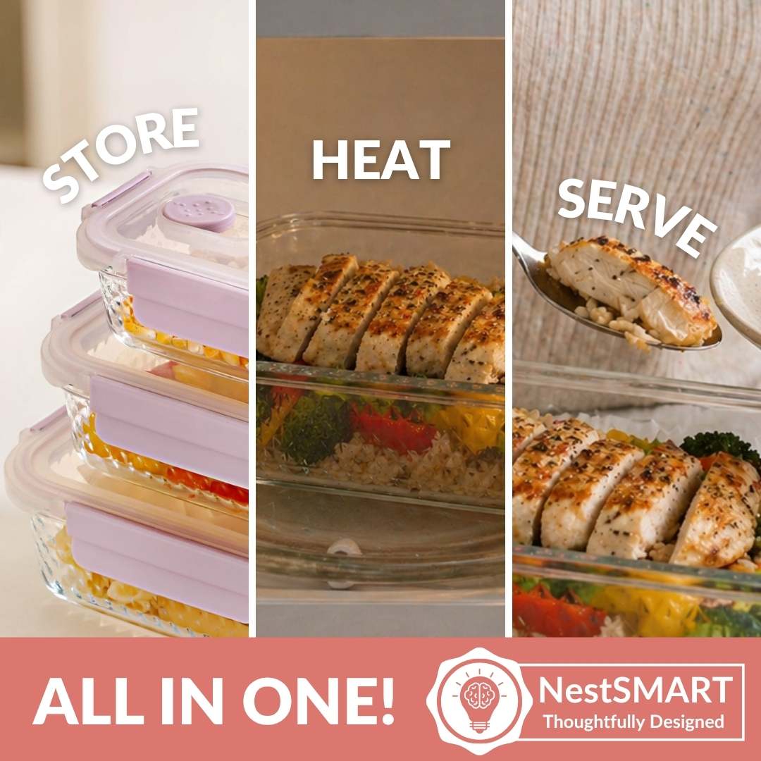 Airtight Food Containers With Air Vents Set Of 3 370ml 660ml 1000ml