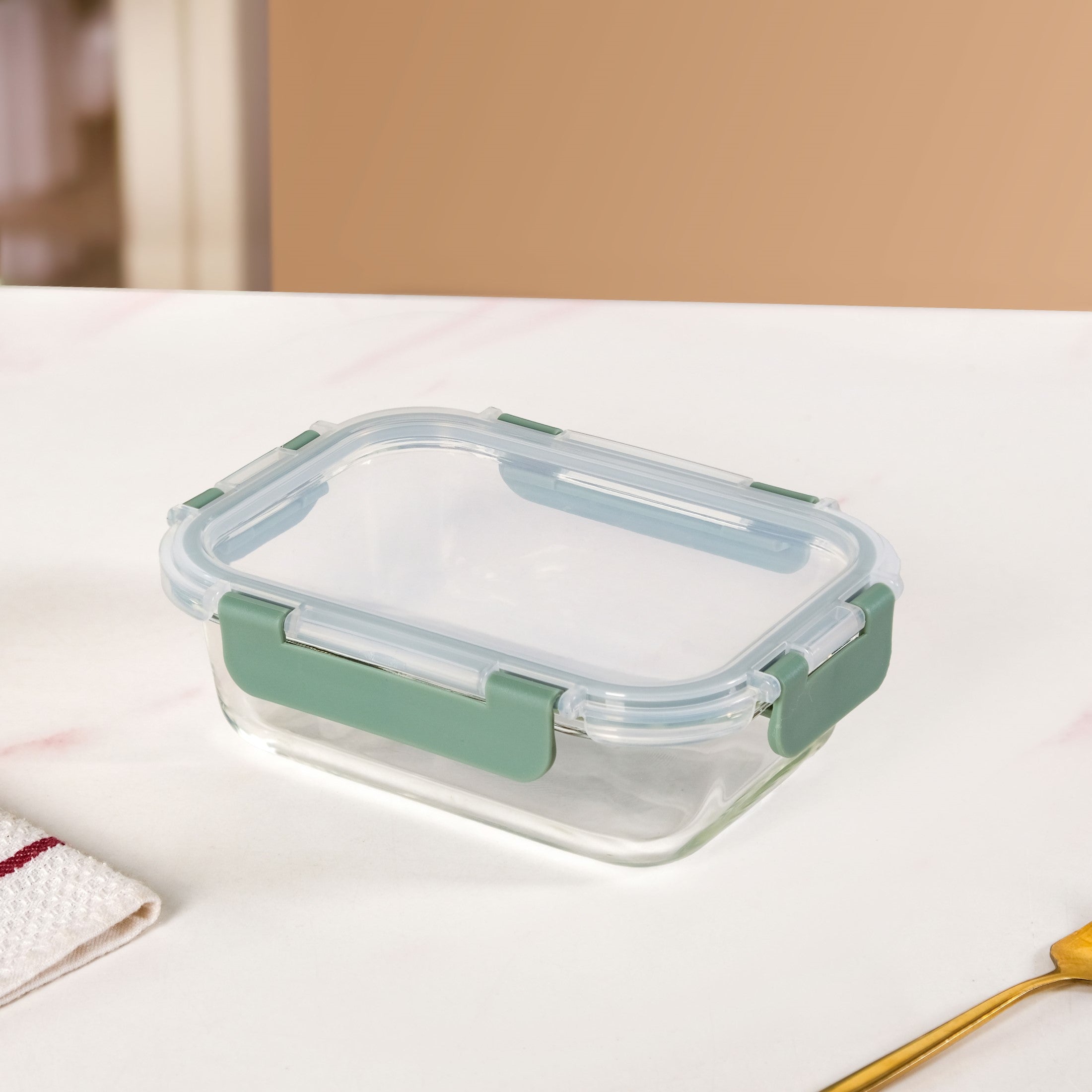 Leakproof Rectangular Food Storage Box Set Of 3 Green S 600ml M 1000ml L 1500ml