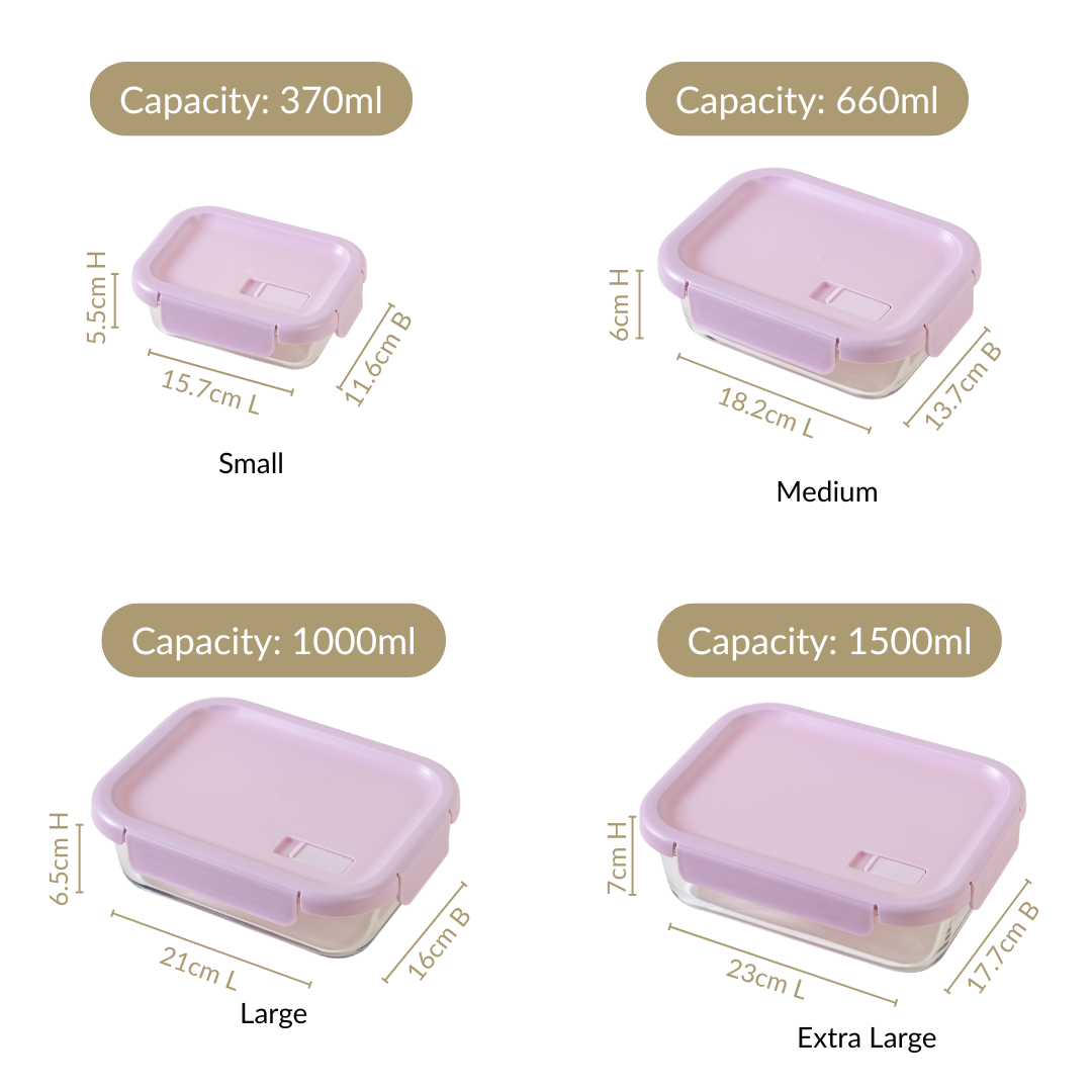 Food Containers Lavender Set Of 4 370ml 660ml 1000ml 1500ml