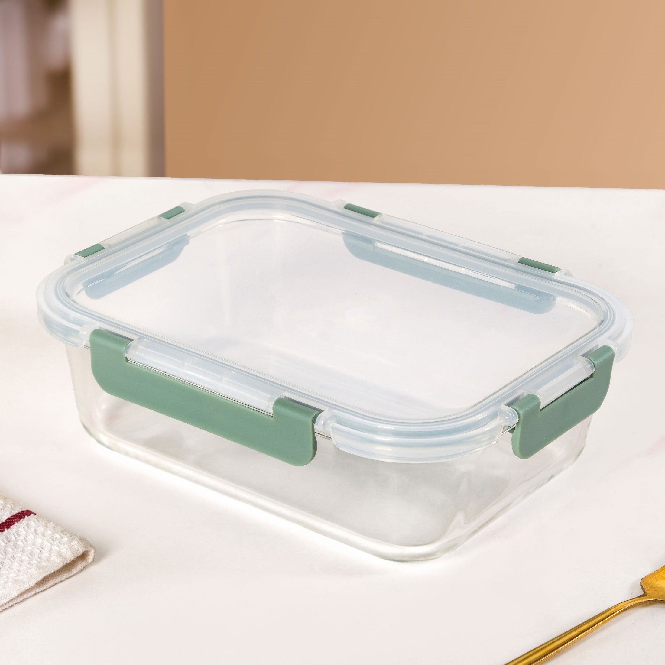 Leakproof Rectangular Food Storage Box Set Of 3 Green S 600ml M 1000ml L 1500ml