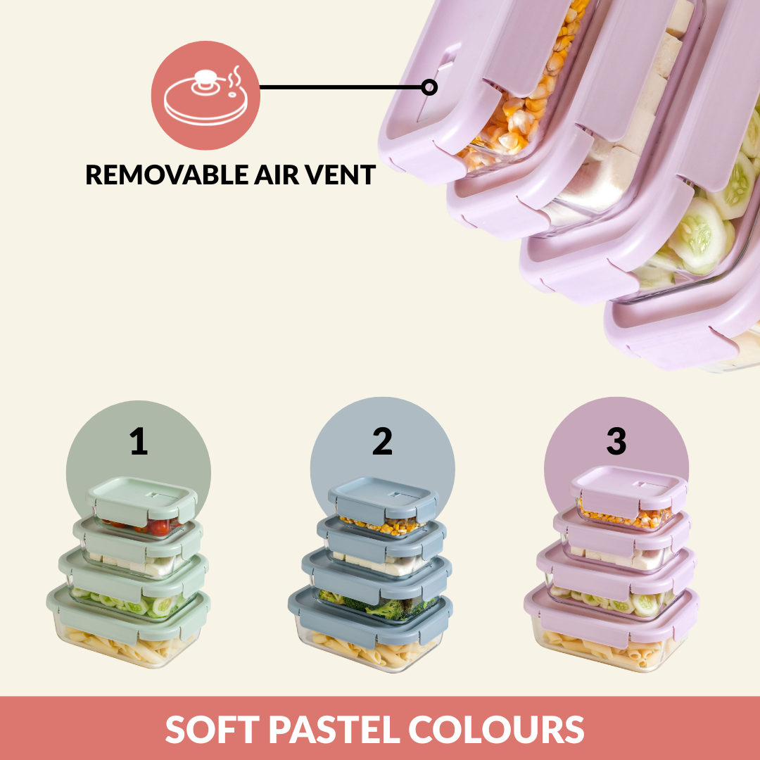 Food Containers Lavender Set Of 4 370ml 660ml 1000ml 1500ml