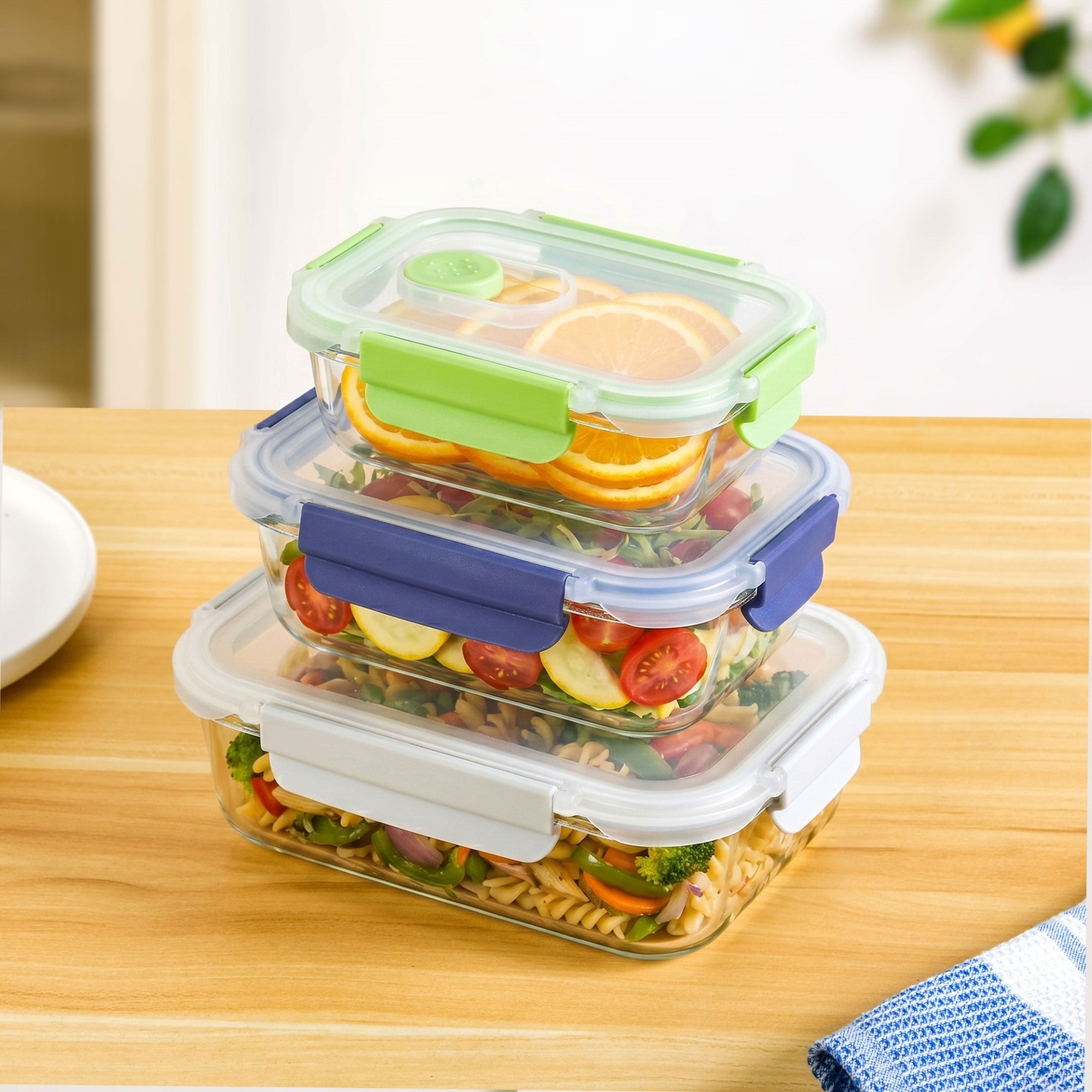 Food Containers With Air Vents Set Of 3 370ml 660ml 1000ml