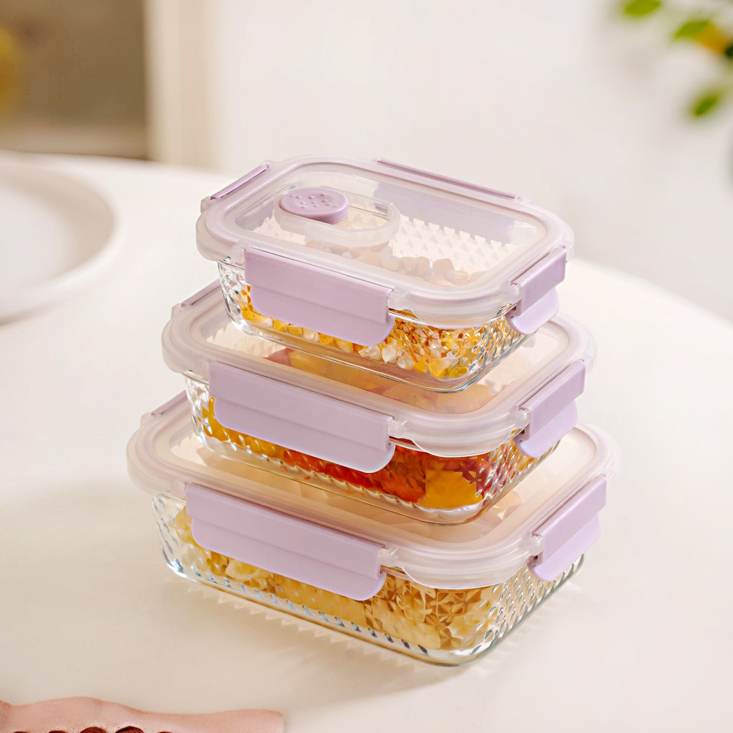 Airtight Food Containers With Air Vents Set Of 3 370ml 660ml 1000ml