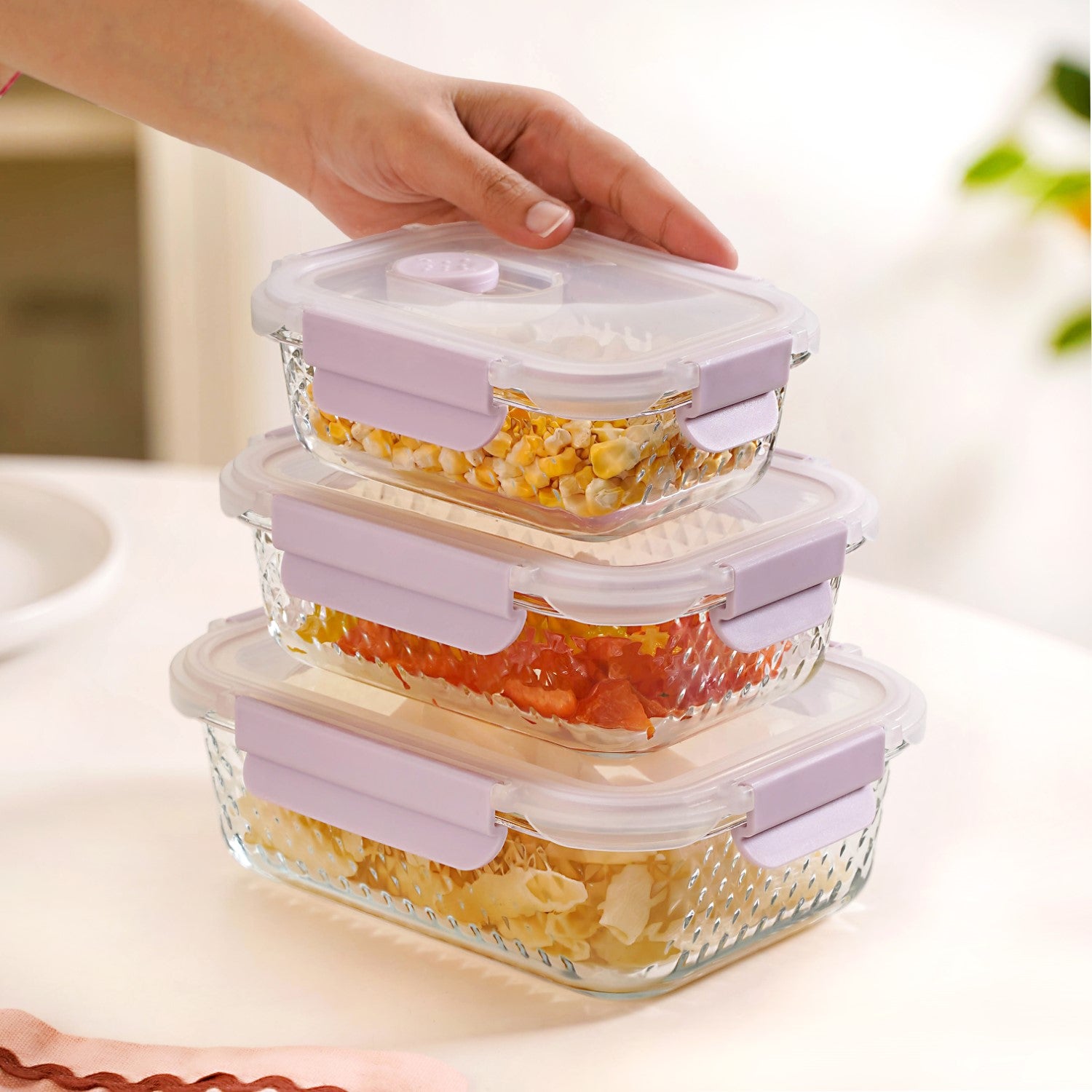 Airtight Food Containers With Air Vents Set Of 3 370ml 660ml 1000ml