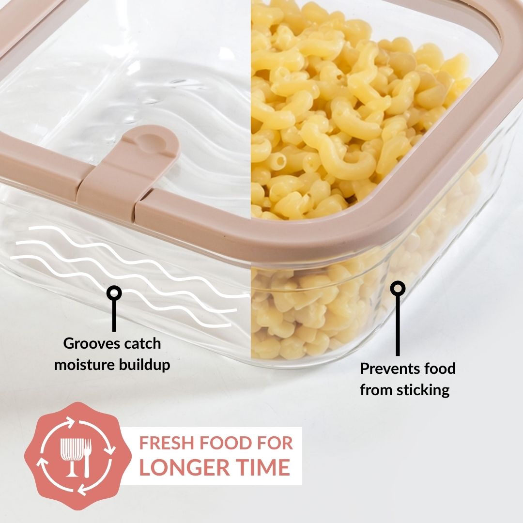 Food Container With Airtight Lid Set Of 5 220ml 1320ml Brown