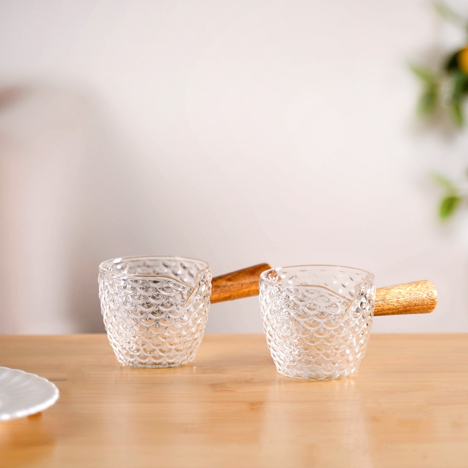 Glass Syrup Bowl With Handle 120ml Set Of 2