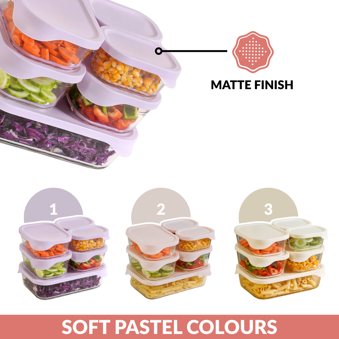 Lite Premium Borosilicate Food Container Set Of 6 370ml 930ml 1120ml 2500ml