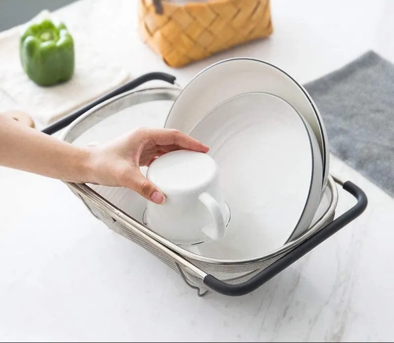 Over The Sink Colander Strainer Basket Stainless Steel