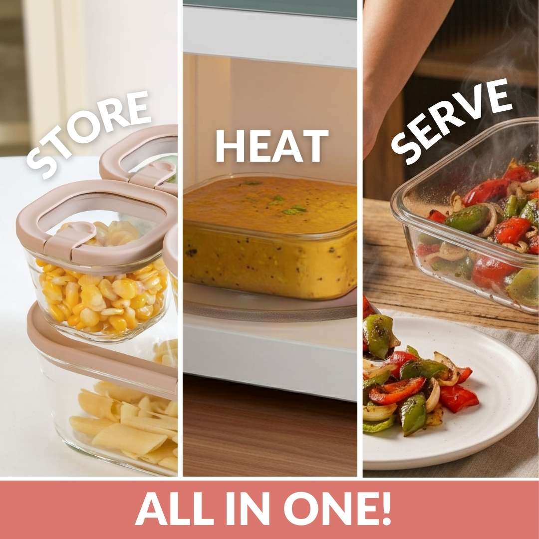 Vento Food Storage Container Set Of 4 220ml 1320ml 2500ml Beige Brown