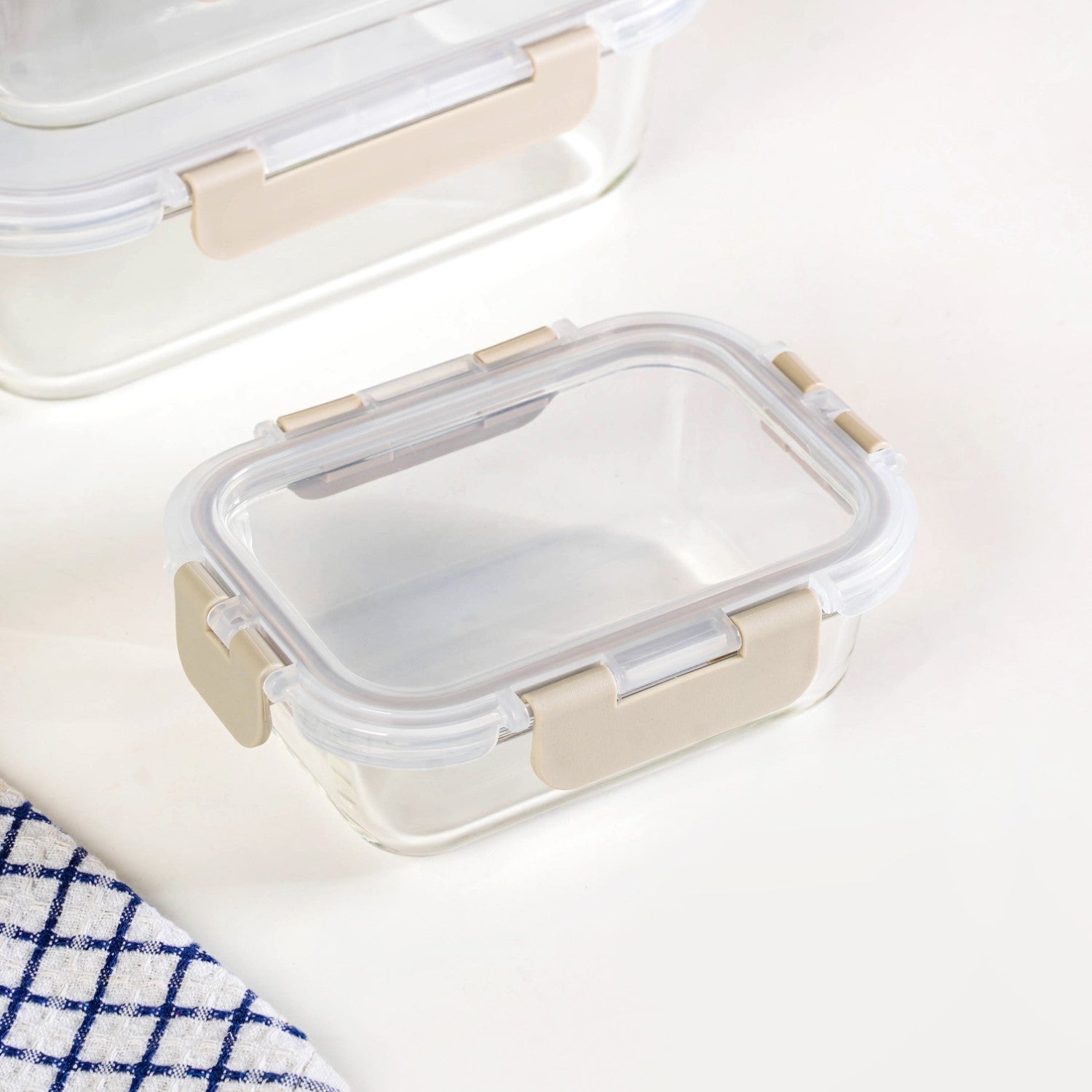 Microwave Safe Stackable Food Storage Box Set Of 4 Beige S 370ml M 600ml L 1000ml XL 1500ml