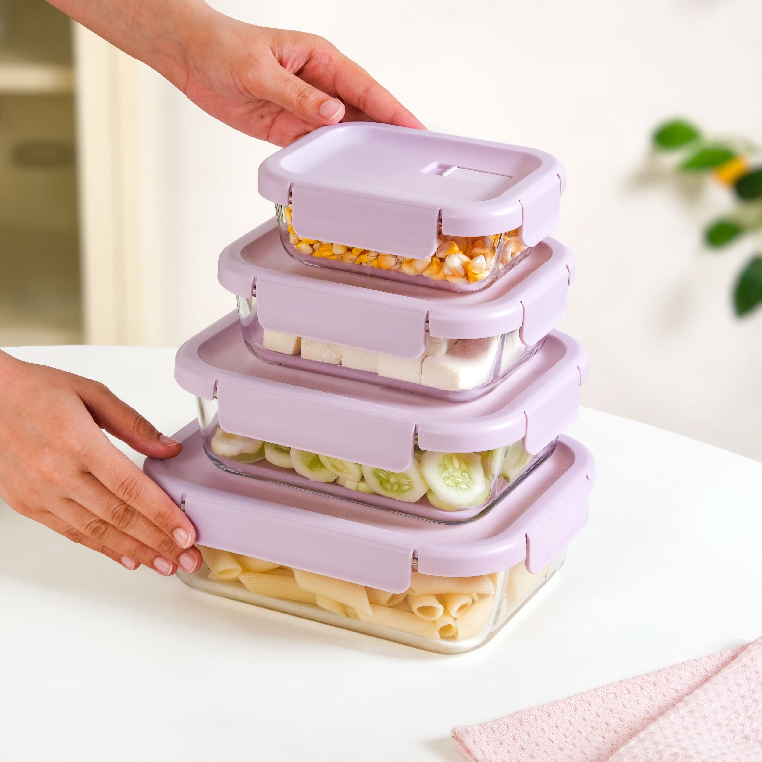 Food Containers Lavender Set Of 4 370ml 660ml 1000ml 1500ml
