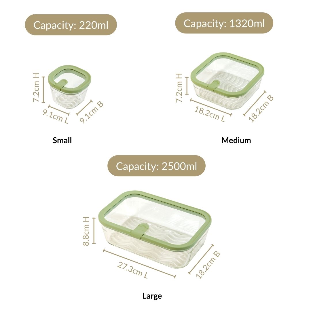 Vento Food Storage Container Set Of 4 220ml 1320ml 2500ml Sage Green