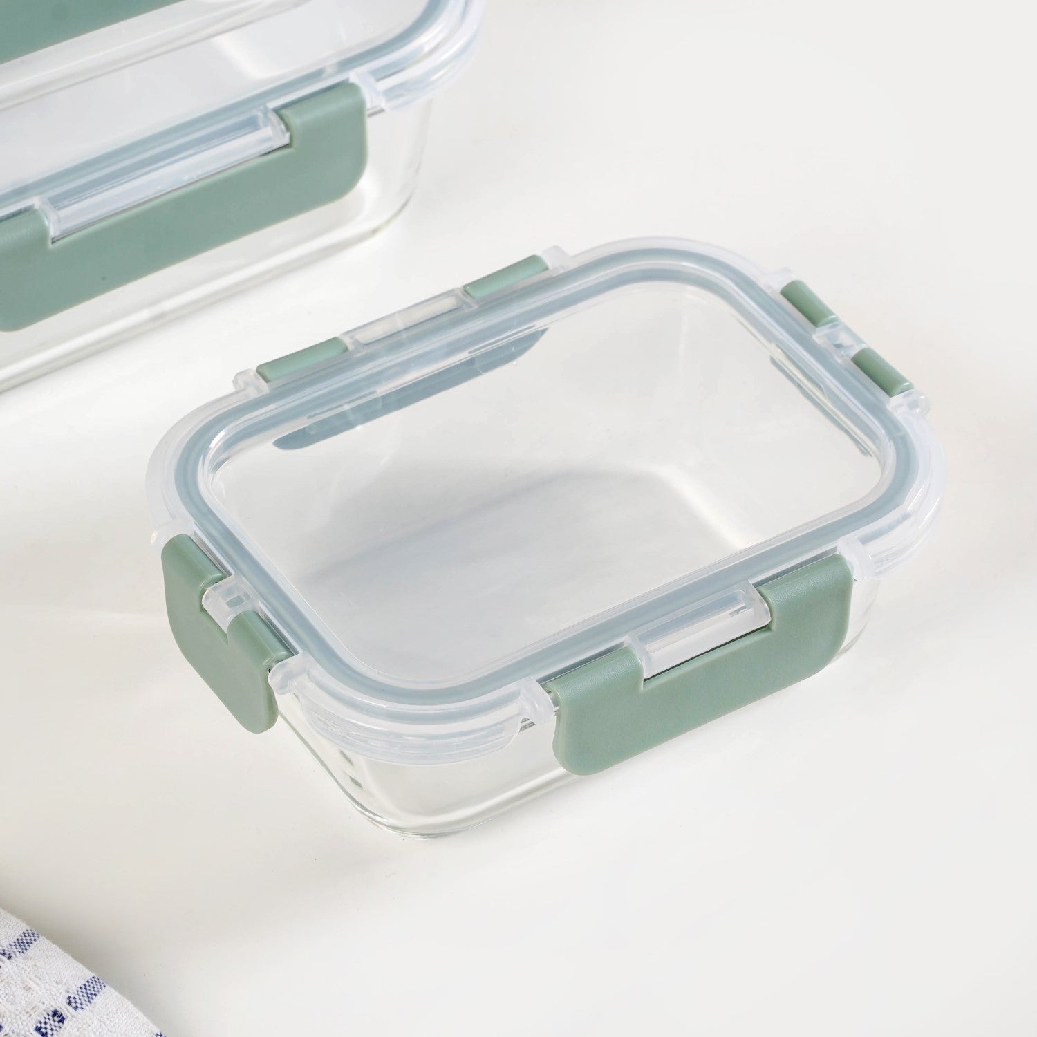 Leakproof Stackable Food Storage Lunch Box Set Of 4 Green S 185ml M 370ml L 600ml XL 1000ml