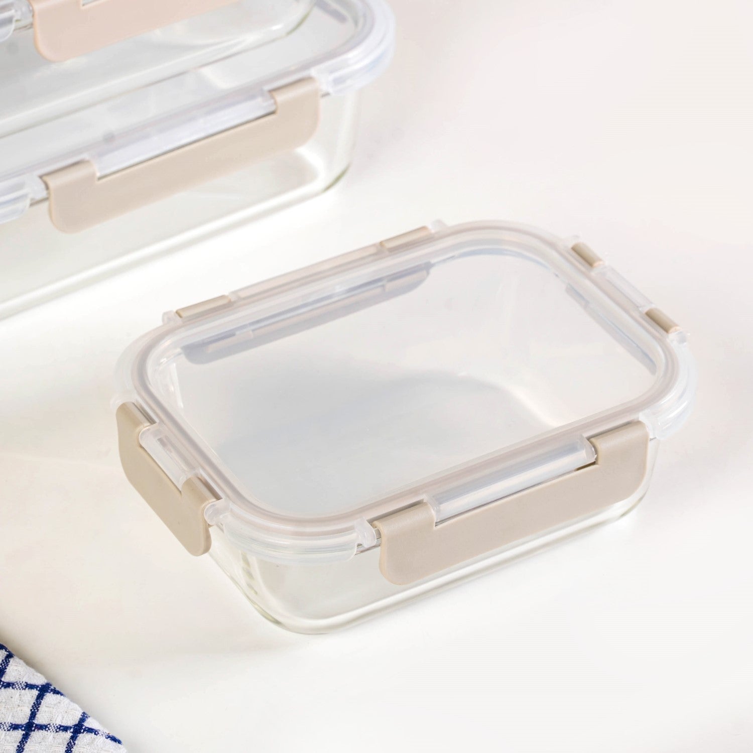 Microwave Safe Stackable Food Storage Box Set Of 4 Beige S 370ml M 600ml L 1000ml XL 1500ml