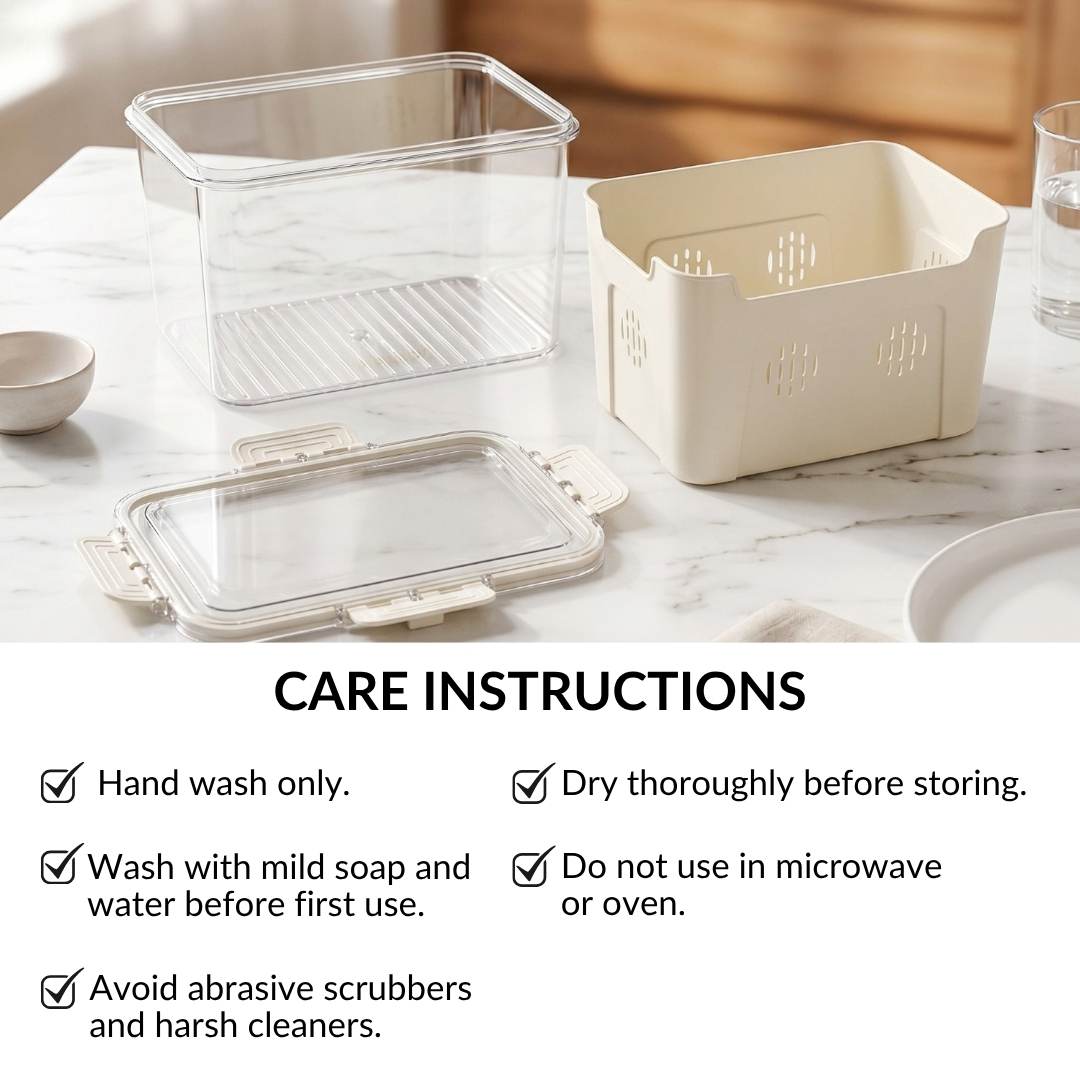 FreshGrid Fridge Storage Box With Drainage Basket