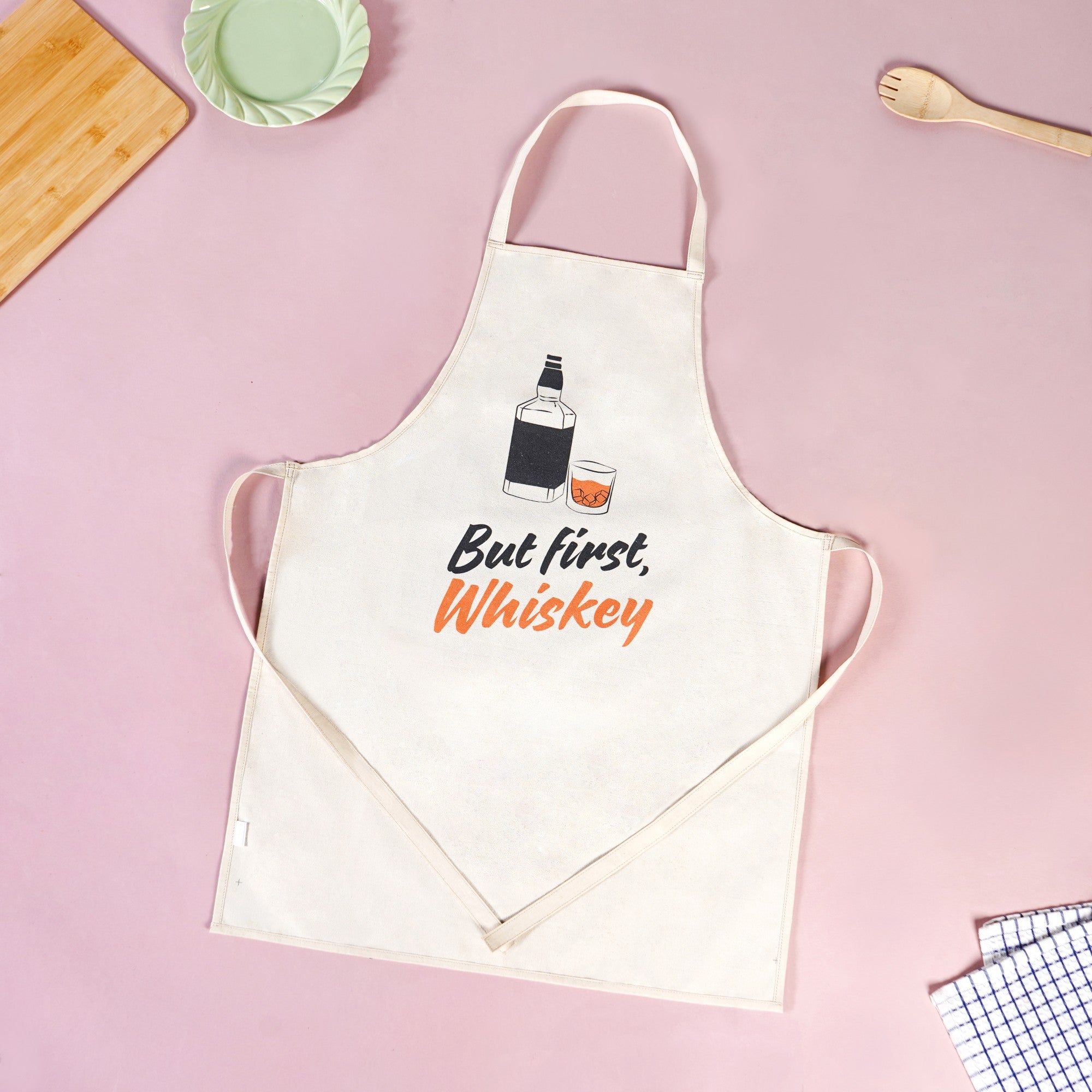 But First Whiskey And Wine Couple Apron Set Of 2
