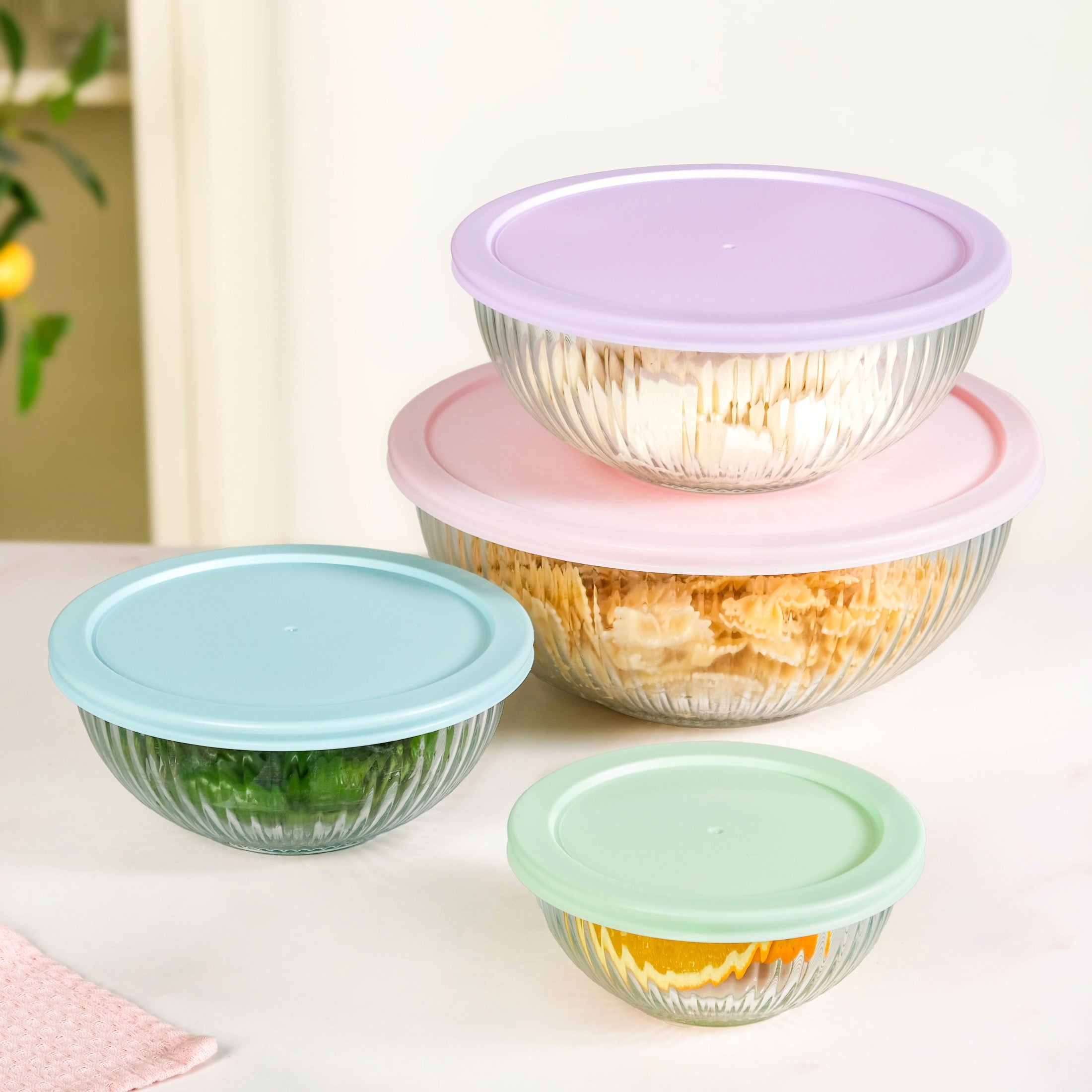 Sealpro Fluted Glass Container Set Of 4 S 500ml M 1000ml L 2000ml XL 3500ml