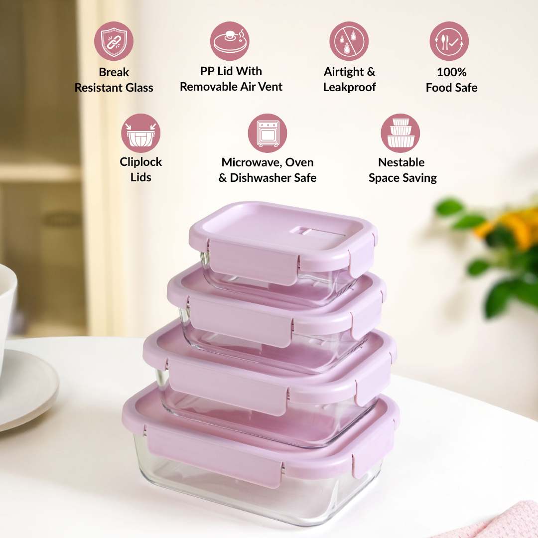 Food Containers Lavender Set Of 4 370ml 660ml 1000ml 1500ml