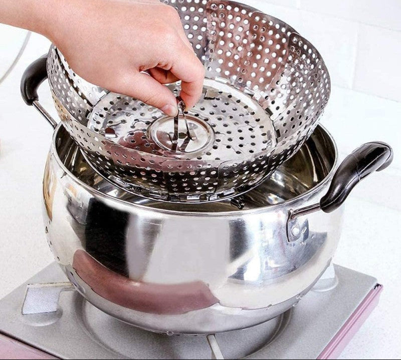 Folding Mesh Steamer Basket Steel