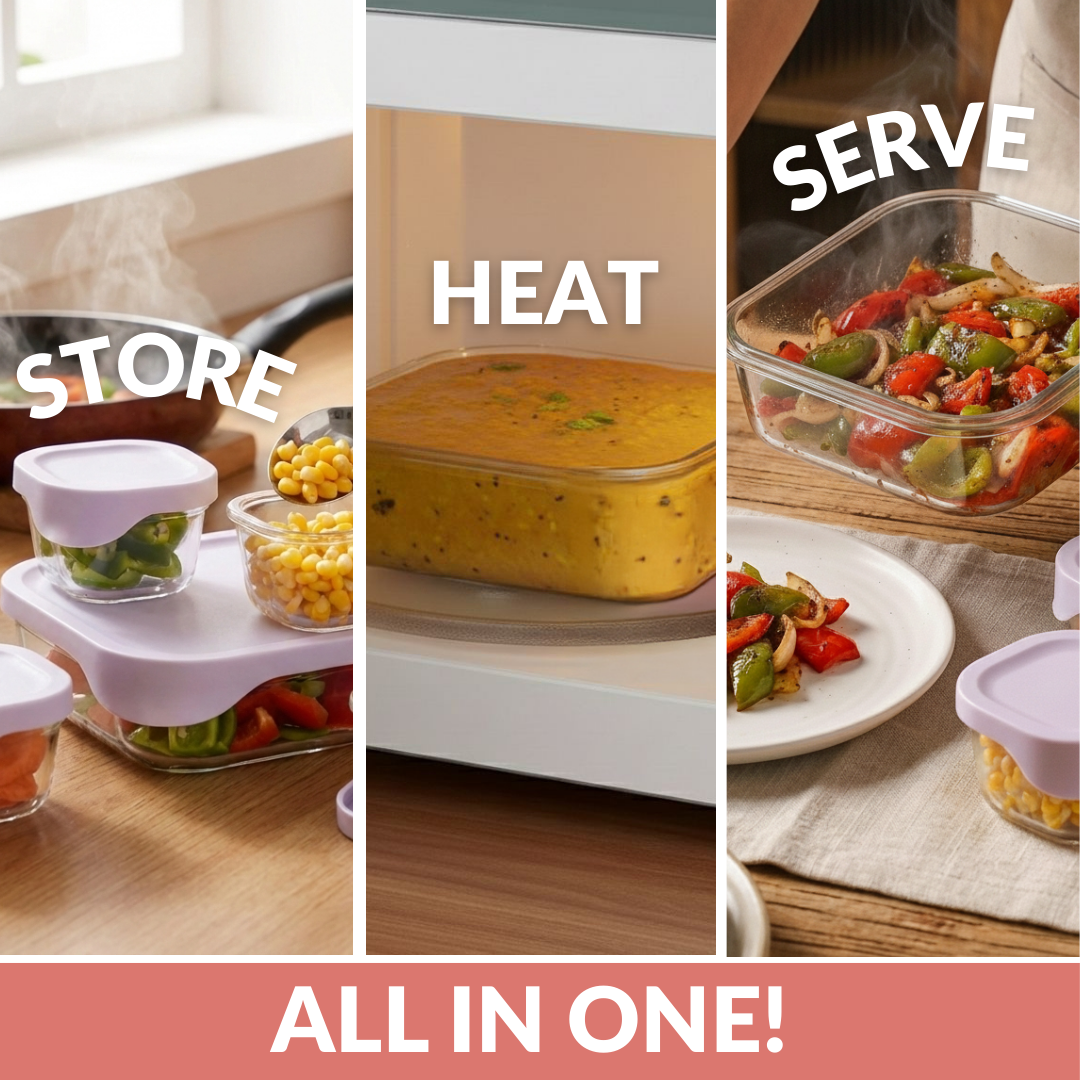 Lite Premium Borosilicate Food Container Set Of 6 370ml 930ml 1120ml 2500ml