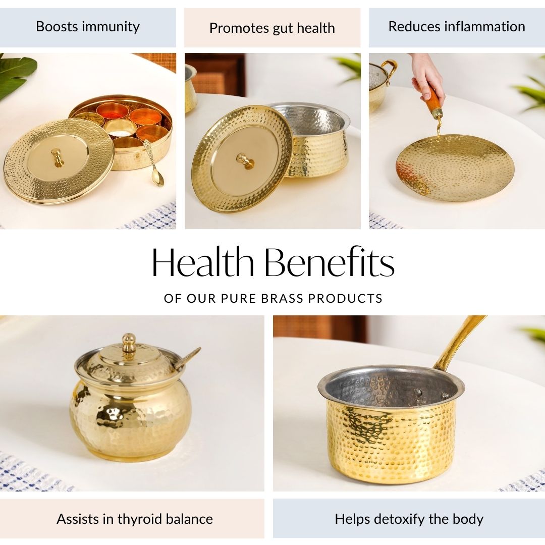 Hammered Pure Brass Ghee Pot With Spoon 400ml