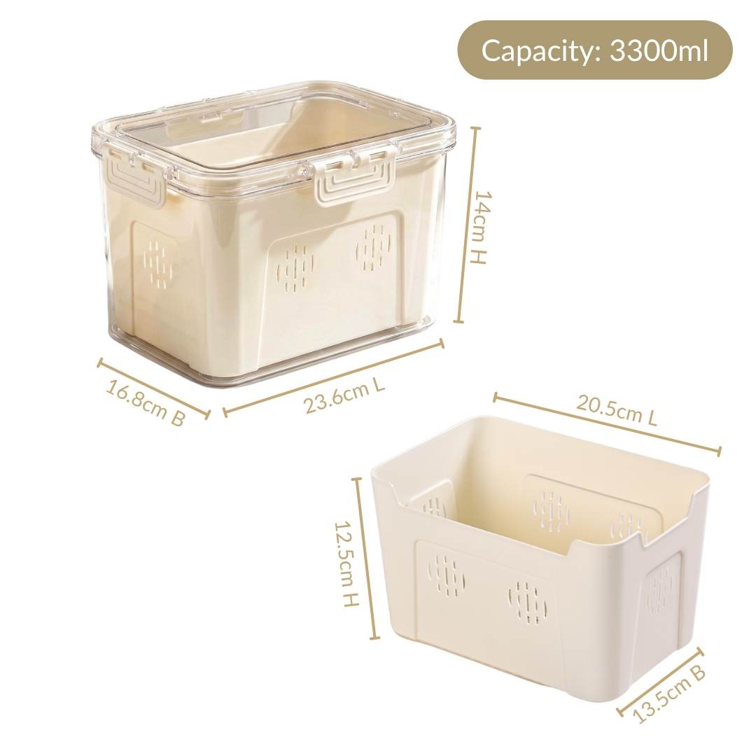 FreshGrid Fridge Storage Box With Drainage Basket