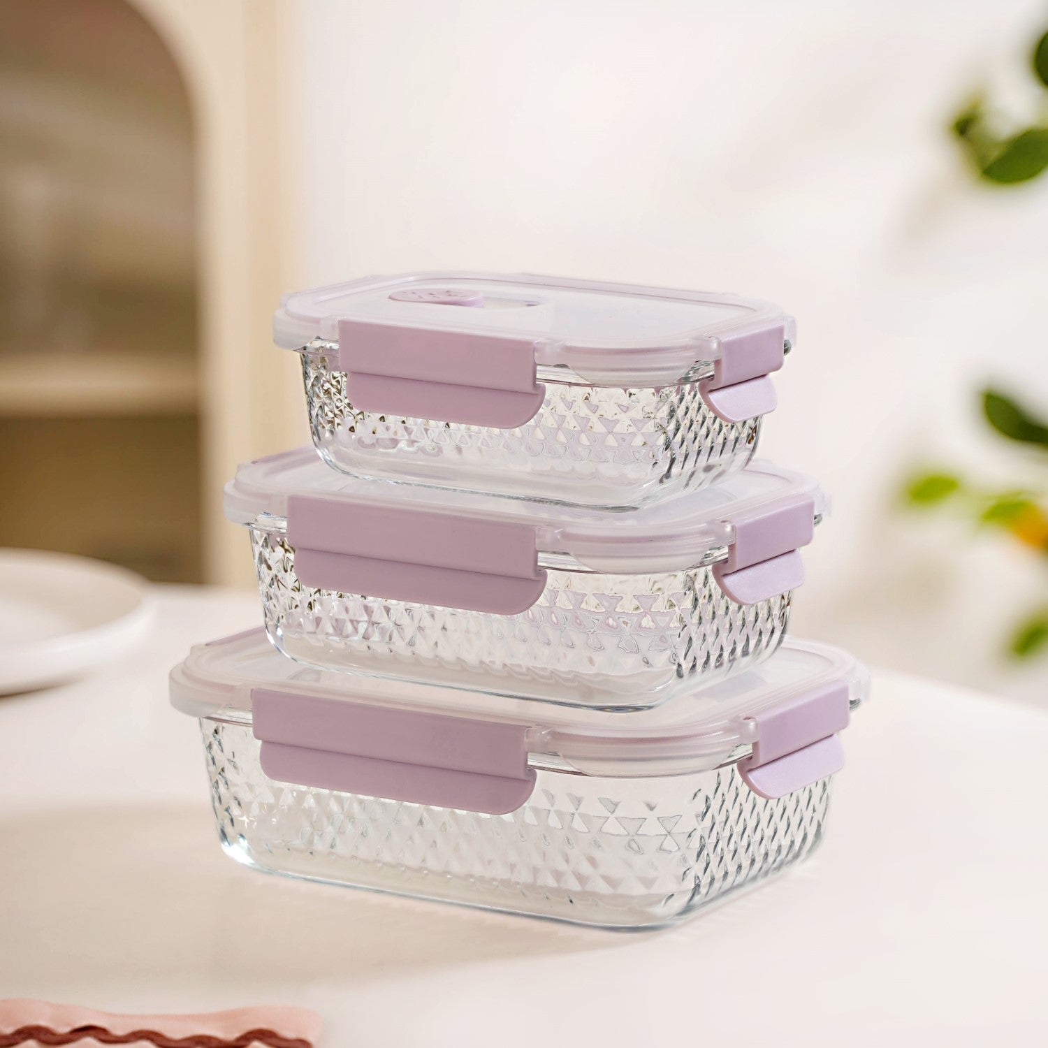 Airtight Food Containers With Air Vents Set Of 3 370ml 660ml 1000ml
