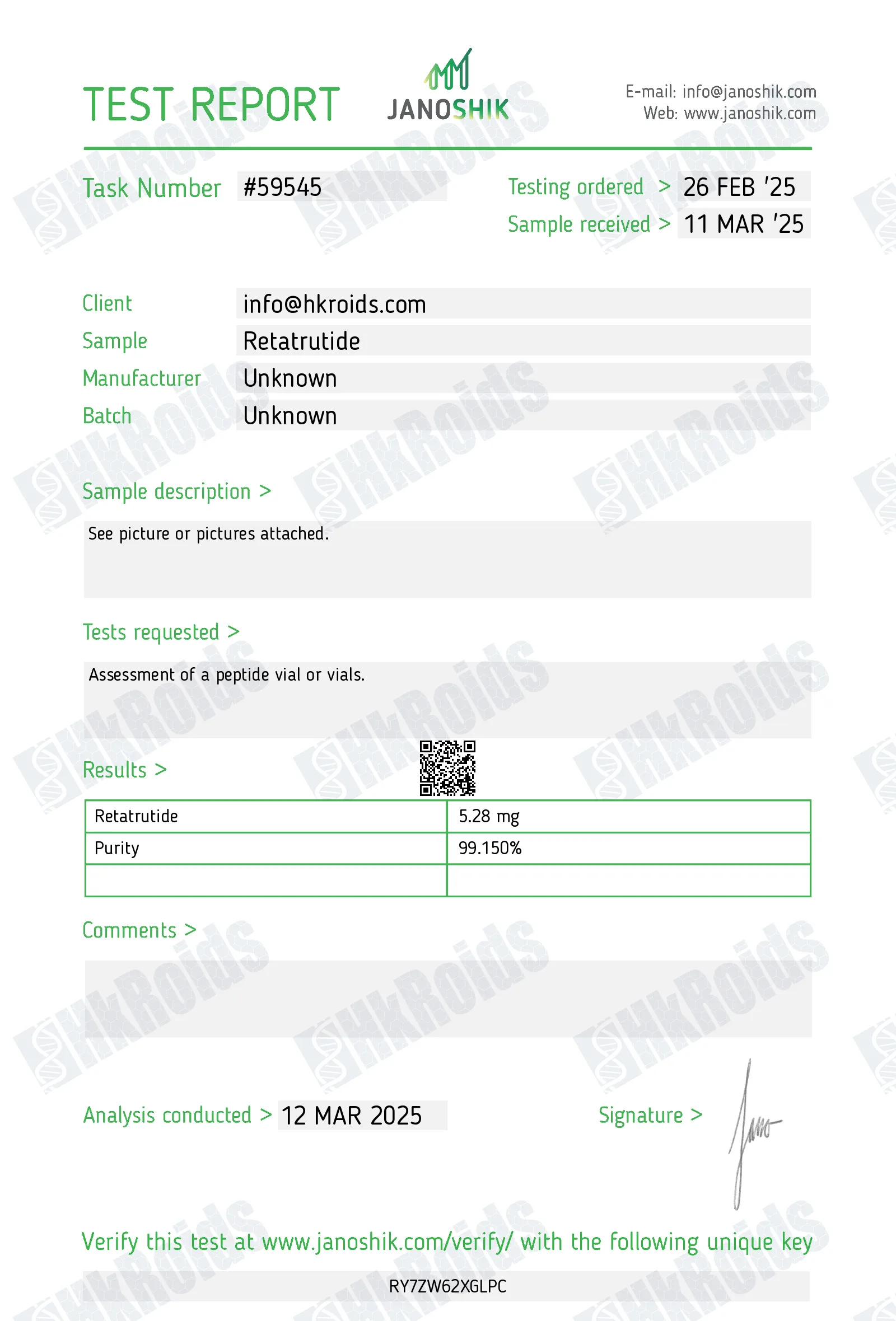 99.41% Retatrutide Powder 1g Peptide Raw Wholesale