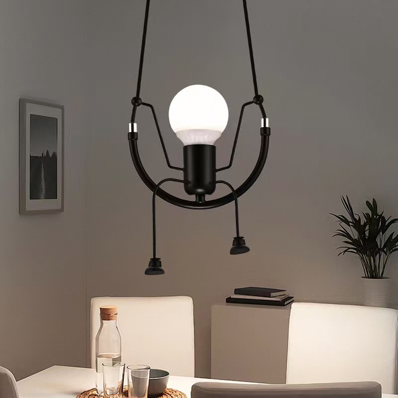 Zhongshan-made premium-style "little figure" pendant light—suitable for dining rooms, living rooms, decorative settings, or clothing stores; features a vintage wrought-iron design; ideal for cross-border trade.