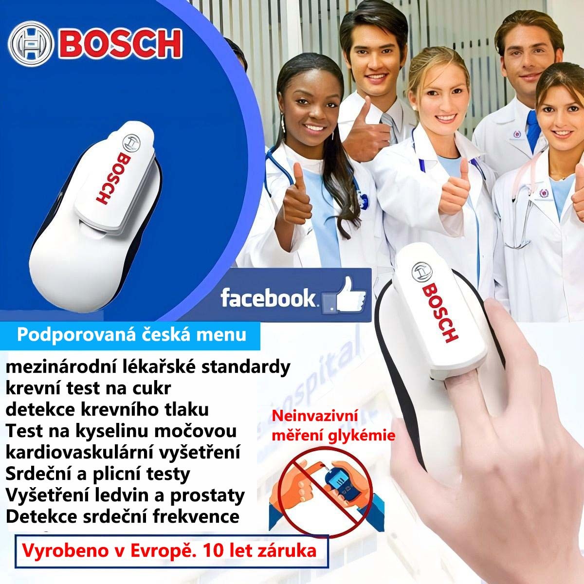 Bezbolestný a neinvazivní glukometr Bosch Healthcare
