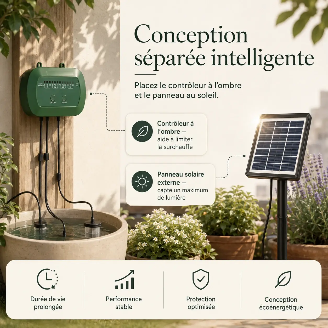 ☀️Kit d'irrigation goutte-à-goutte automatique à l'énergie solaire : gardez jusqu'à 15 plantes arrosées pendant votre absence-Aisitin