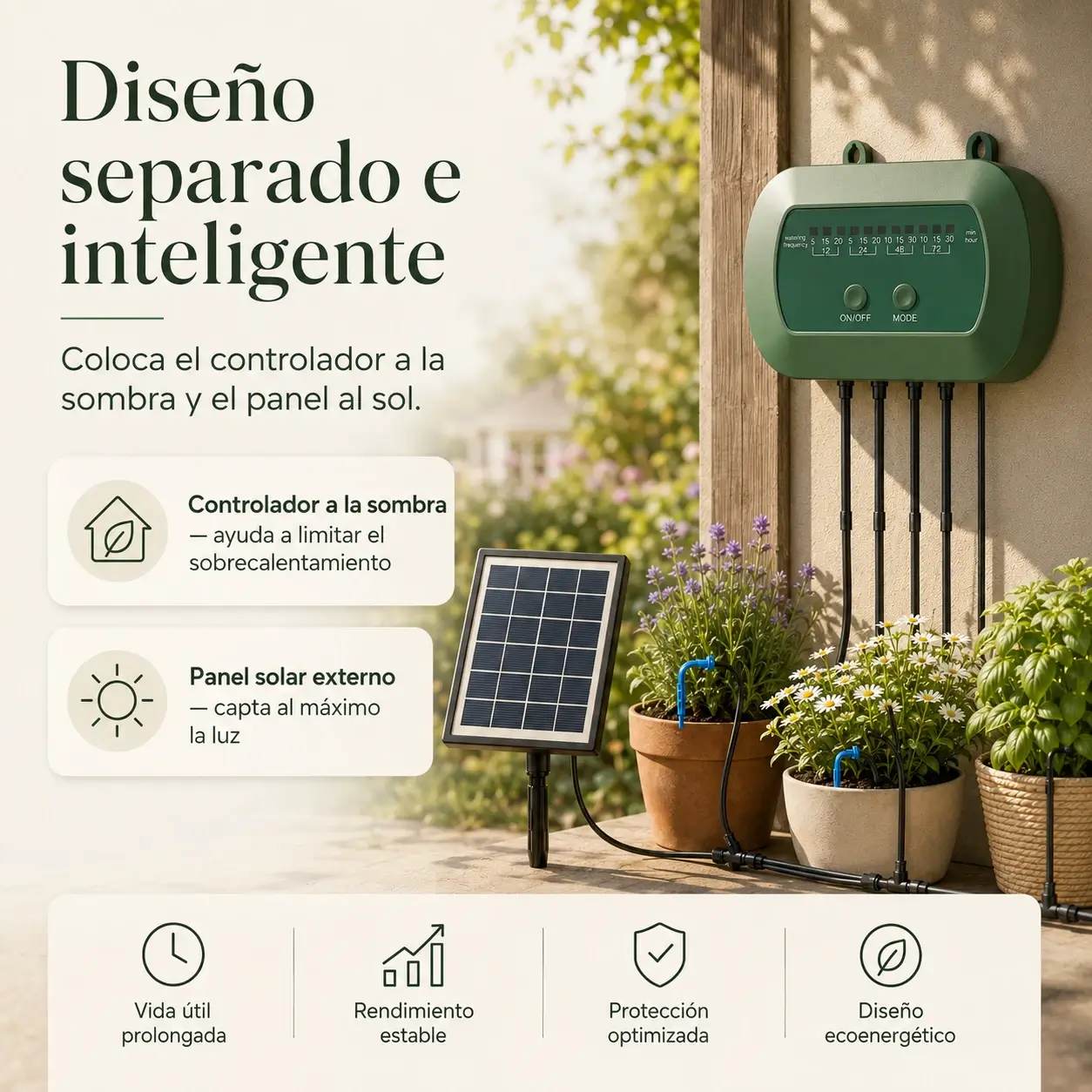 ☀️ Kit de riego por goteo automático con energía solar: mantenga hasta 15 plantas regadas durante su ausencia-Aisitin