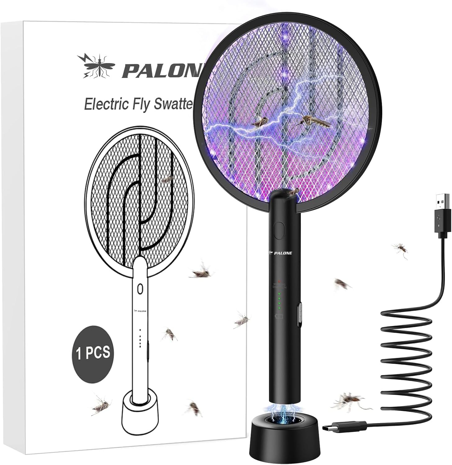  2 in 1 Electric Fly Swatter, Extra Strong 4000 V Mosquito Lamp