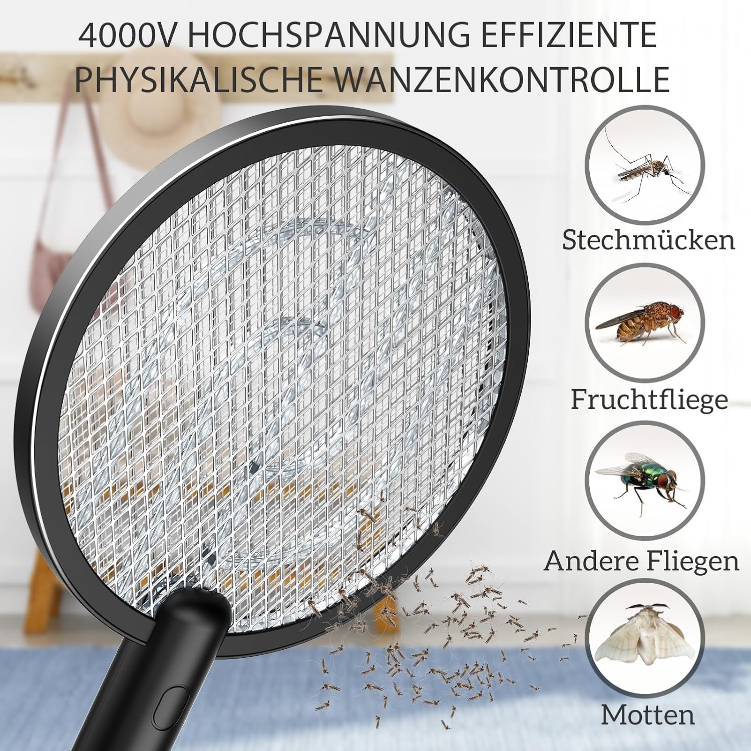  2 in 1 Electric Fly Swatter, Extra Strong 4000 V Mosquito Lamp