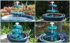 6.5W Solar Bird Bath Fountain – 3-Tier Waterfall with 9 Streams & Detachable Solar Pump for Garden, Pond & Outdoor Decor-Aisitin