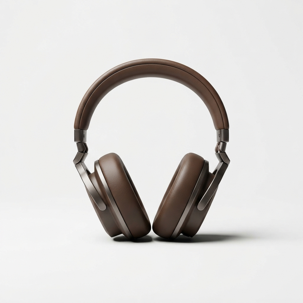 Brown retro Bluetooth headphones with padded ear cups
