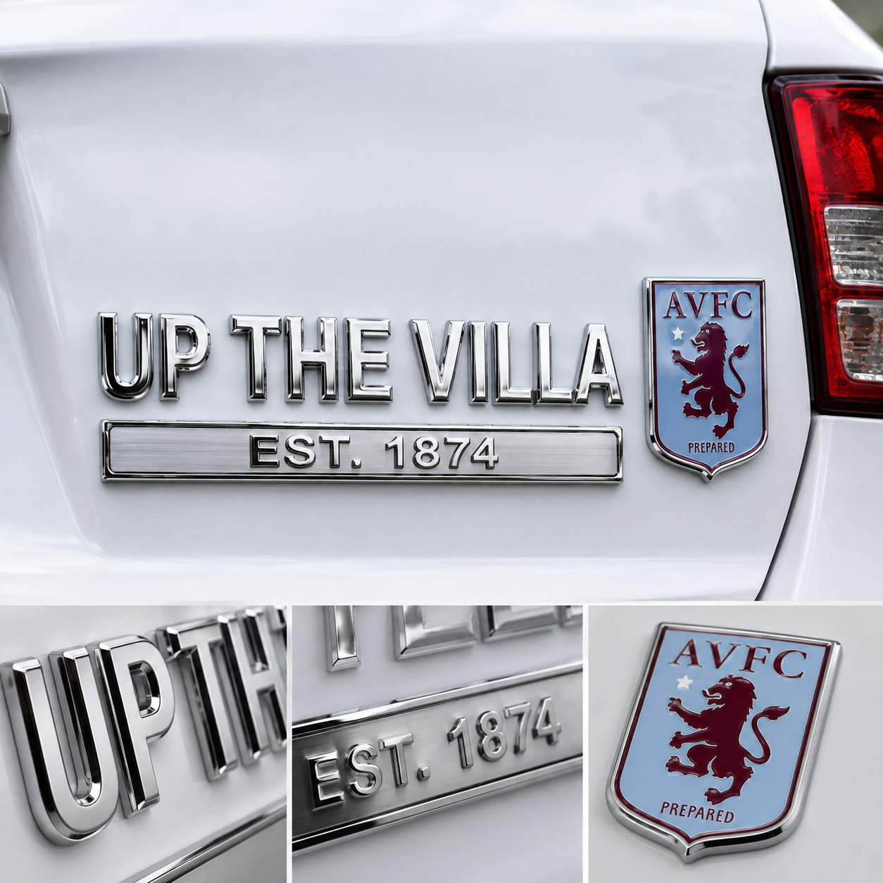 ⚽ UP THE VILLA 3D Metal Car Emblem Badge