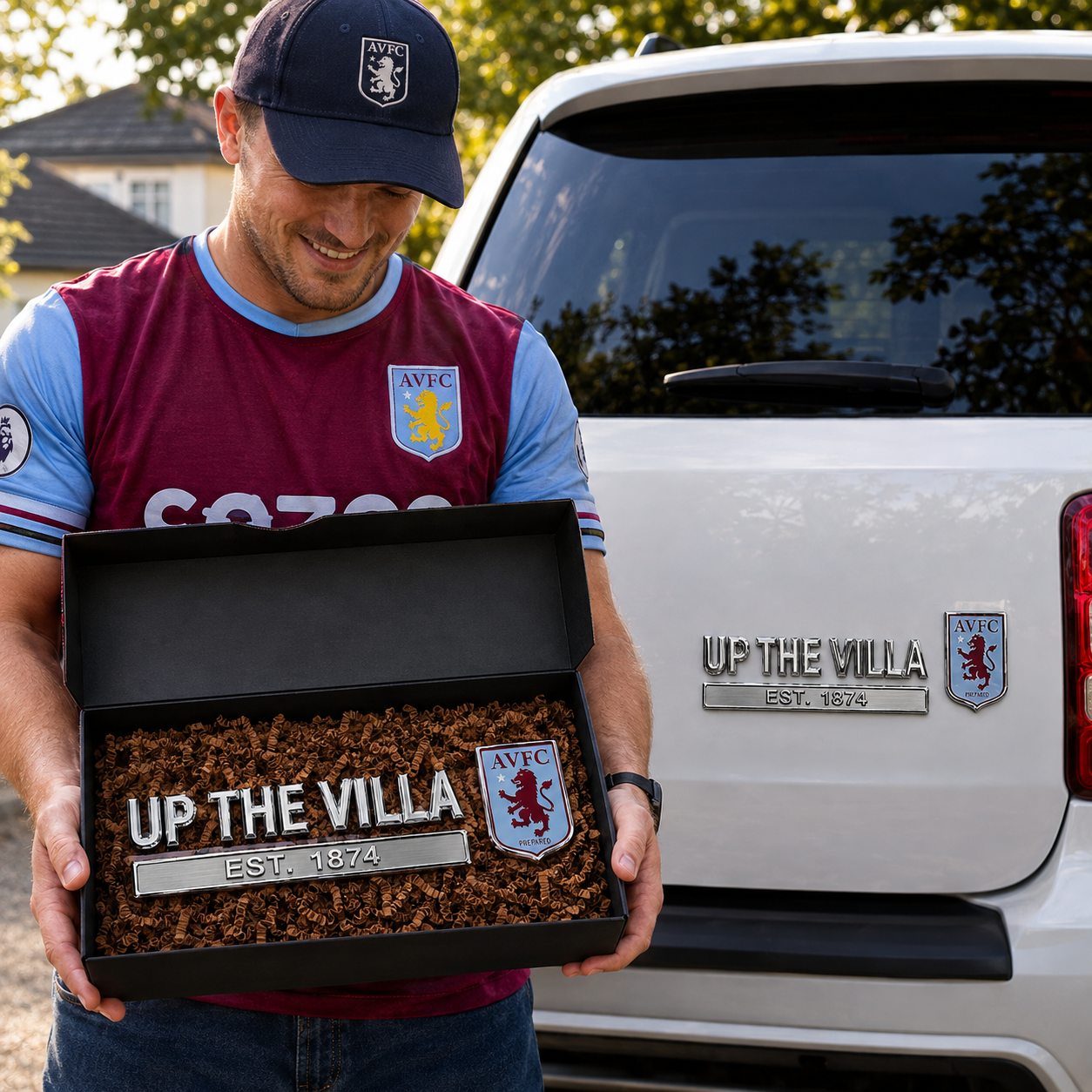 ⚽ UP THE VILLA 3D Metal Car Emblem Badge