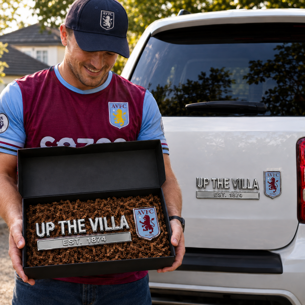 ⚽ UP THE VILLA 3D Metal Car Emblem Badge