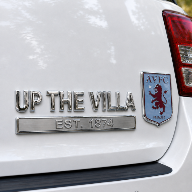 ⚽ UP THE VILLA 3D Metal Car Emblem Badge