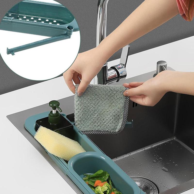EveryFilterStore Adjustable Telescopic Sink Organizer & Sponge Holder