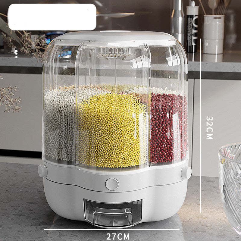 EveryFilterStore 360° Rotating 6-Grid Grain & Cereal Dispenser