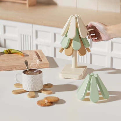 EveryFilterStore Foldable Tree Shape Silicone Trivet Set