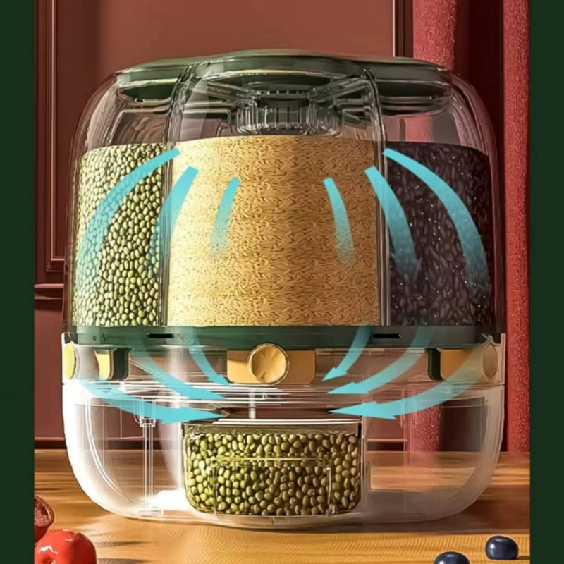 EveryFilterStore 360° Rotating 6-Grid Grain & Cereal Dispenser