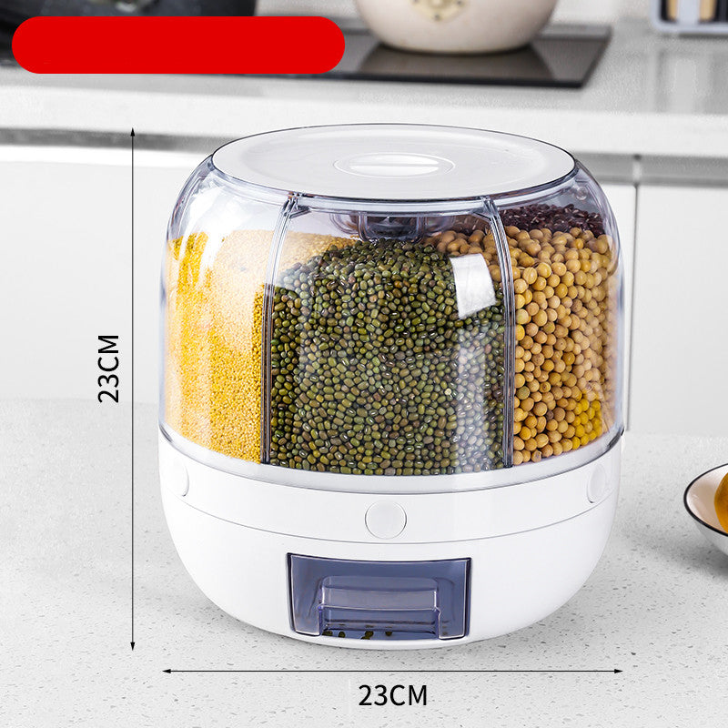 EveryFilterStore 360° Rotating 6-Grid Grain & Cereal Dispenser