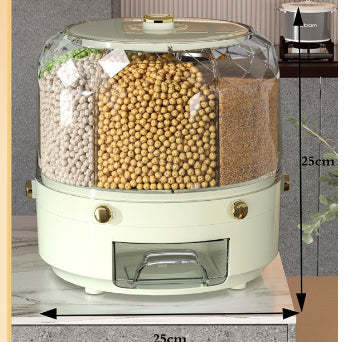 EveryFilterStore 360° Rotating 6-Grid Grain & Cereal Dispenser